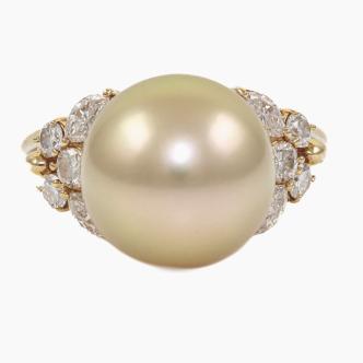 12.2mm Golden South Sea Pearl Ring