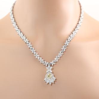 Spectacular White & Yellow Diamond Necklace