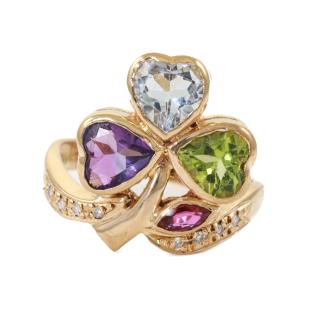 Ruby, Amethyst, Topaz, Peridot & Diamond Ring