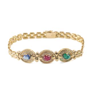 Ruby, Sapphire, Emerald and Diamond Bracelet