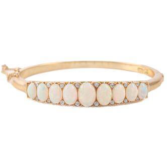 7.15ct White Opal and Diamond Bangle